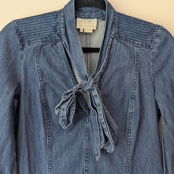 Kate Spade Tie Neck Denim Mini Dress - Picture 4 of 10